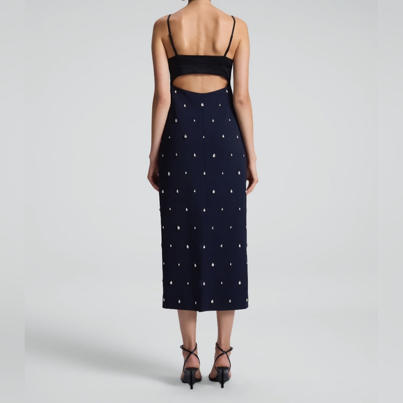 A.L.C. Alana Black and Navy Midi Dress - Picture 4 of 14